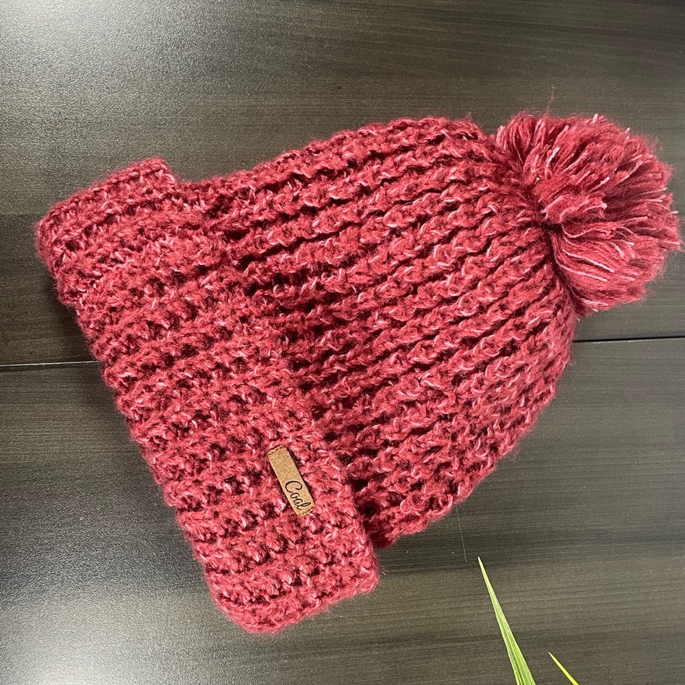 Coal Womens The Kate Waffle Knit Beanie Hat with Oversized Pom Pom